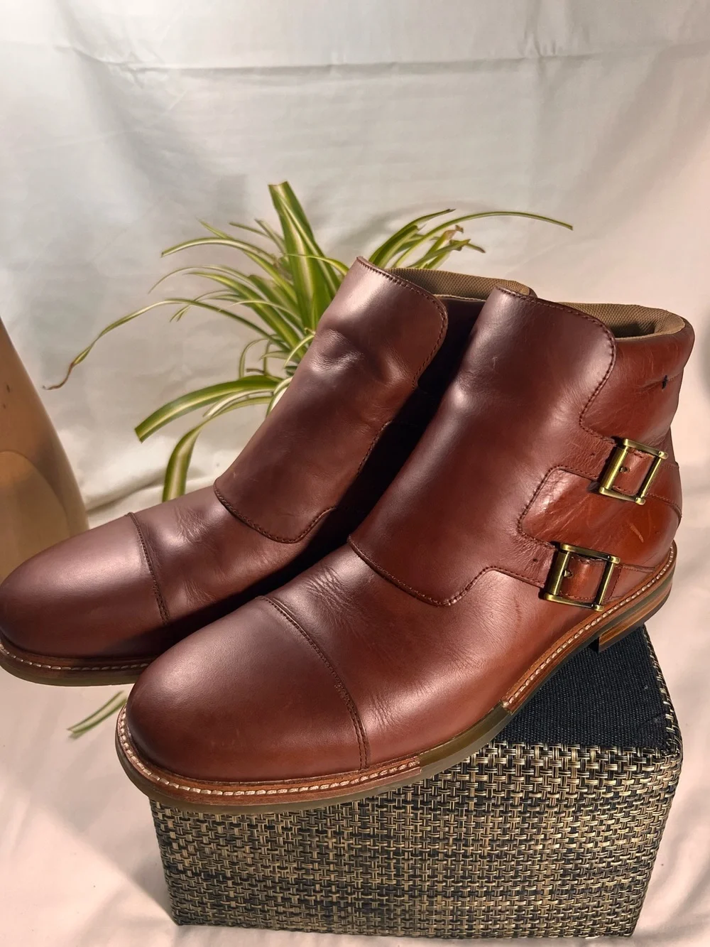 Tsubo Men's Double Monk Chukka Boots in Chestnut Brown